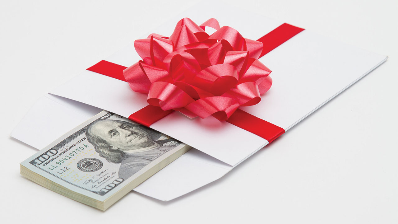 Dollar bills in an envelope Dollar bills in an envelope
